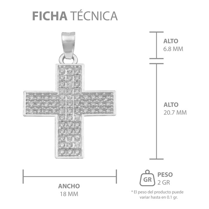 Dije Cruz Simetrica Zirconias Unisex Plata 925 2.9 Cm