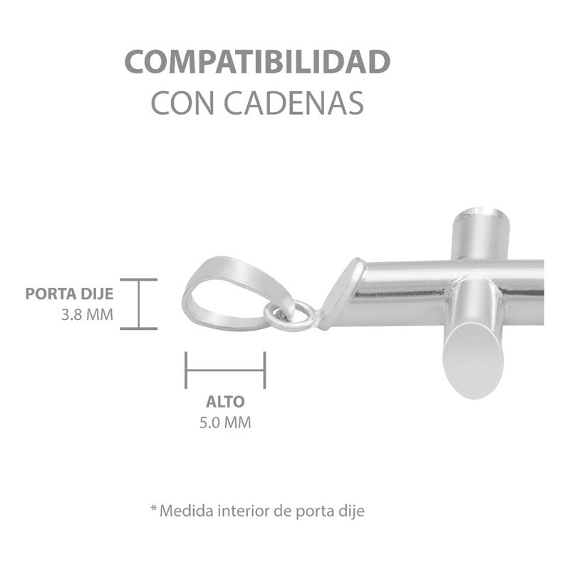 Dije Cruz Tubo Tubular Lisa Sencillo Hombre Plata 925 3.5 Cm Plateado