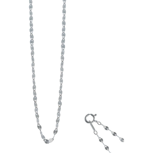 Cadena Delgada Granito Café Plata Italy .925 45cm X 2mm Plateado