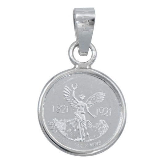 Dije Medalla Centenario Angel Chica Plata Pura Ley 999 Plateado