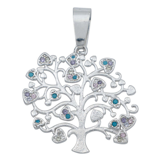 Dije Arbol Vida Corazones Zirconias Amor Regalo Plata 925