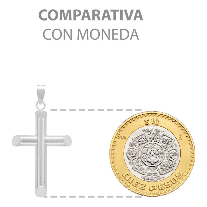 Dije Cruz Tubo Tubular Lisa Sencillo Hombre Plata 925 3.5 Cm Plateado