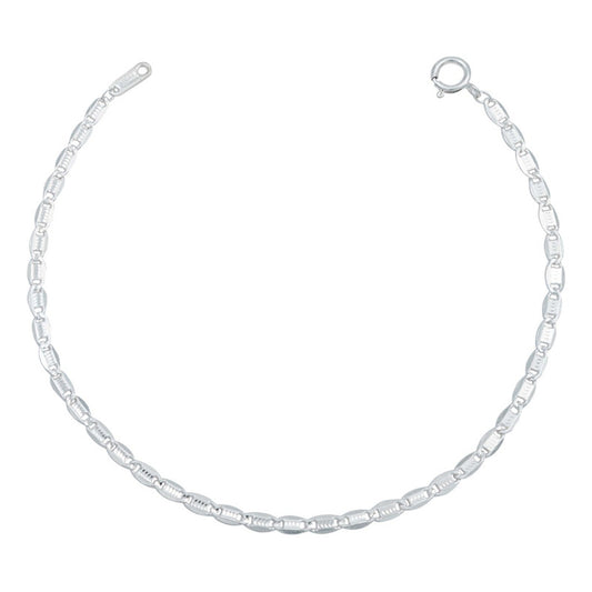 Pulsera Marinera Diamantada Regalo Mujer Plata 925 2.5 Mm