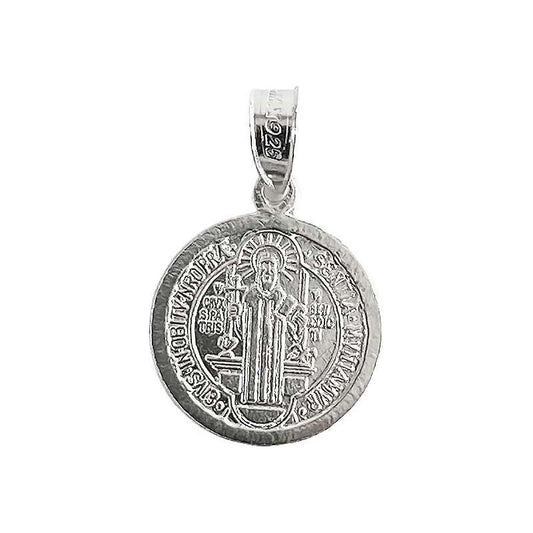 Medalla Chica Doble Vista San Benito Lisa Plata 925 1.5 Cm Plateado Alto/ancho 2.4 Cm X 1.5 Cm