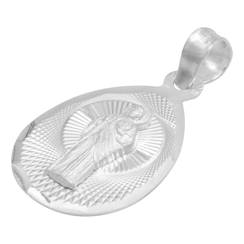 Dije Medalla Gota Diamantada San Judas Plata 925 1.4 Cm