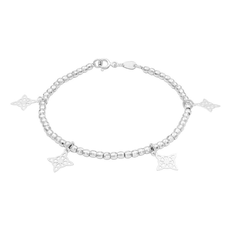 Pulsera Nudo Bruja Colagante Laser Bola Facetada Plata 925 Plateado 6 Cm 19 Cm