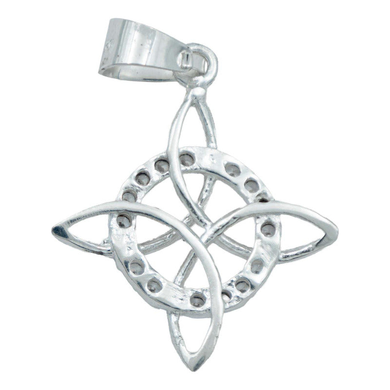 Dije Mini Nudo De Bruja Celta Zirconias + Cadena Plata 925