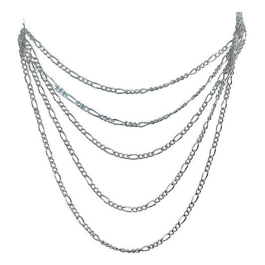 Cadena Tejido Fígaro 3x1 Plata Solida 925 55cm X 0.2cm Plateado