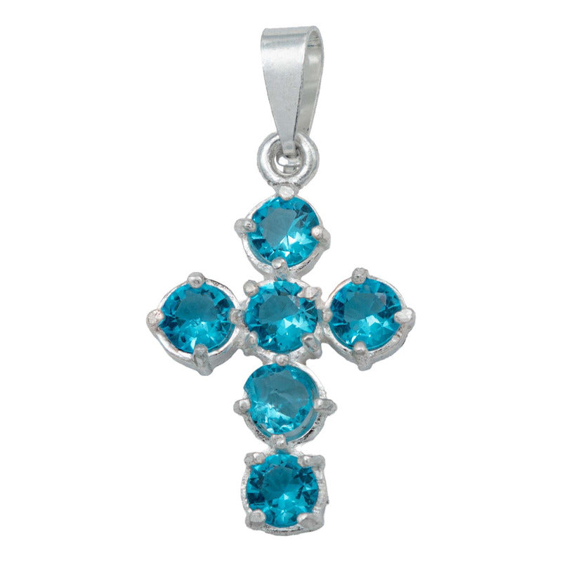 Dije Cruz Catolica De Zirconias Mediano Mujer Plata 925