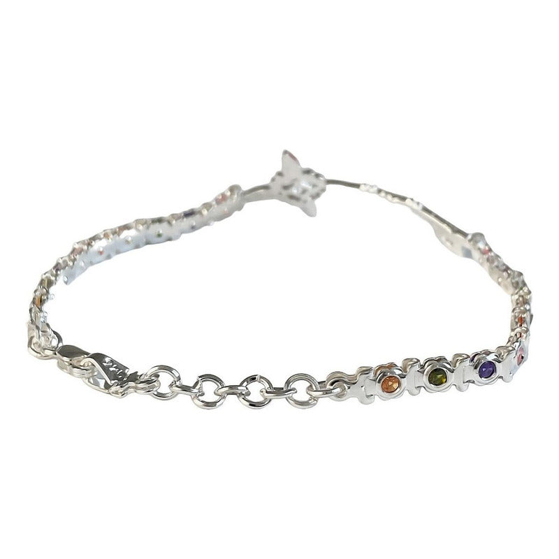 Pulsera Nudo De Bruja Con Zirconias De Colores En Plata S925