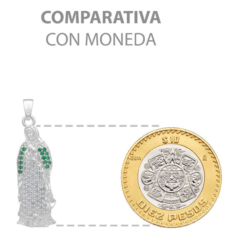 Dije Virgencita Guadalupe Zirconias Regalo Plata 925 3.6 Cm Plateado