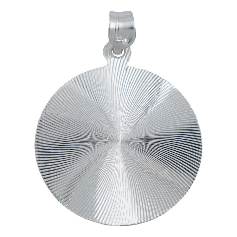 Dije Medalla Grande Diamantada Sagrado Corazón Plata 925