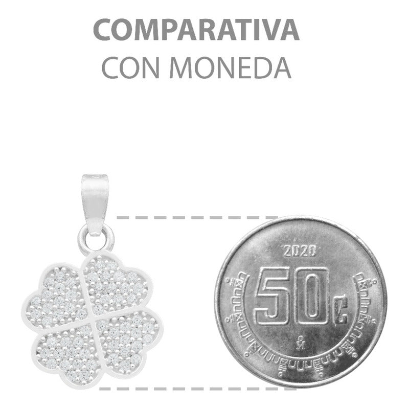 Dije Trebol Cuatro Hojas Corazón Amor Regalo Mujer Plata 925 Blanco