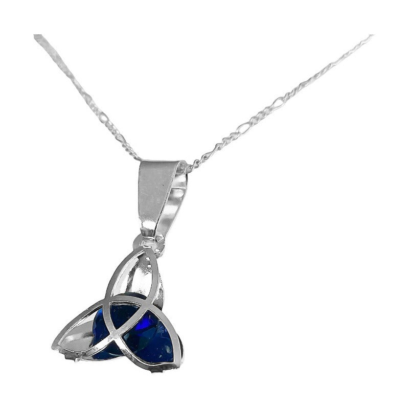 Dije Triqueta Zirconia Plata Solida 925 + Cadena Plata 925