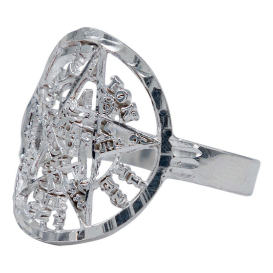 Anillo Tetragramaton Diamantado Hombre Mujer Plata 925