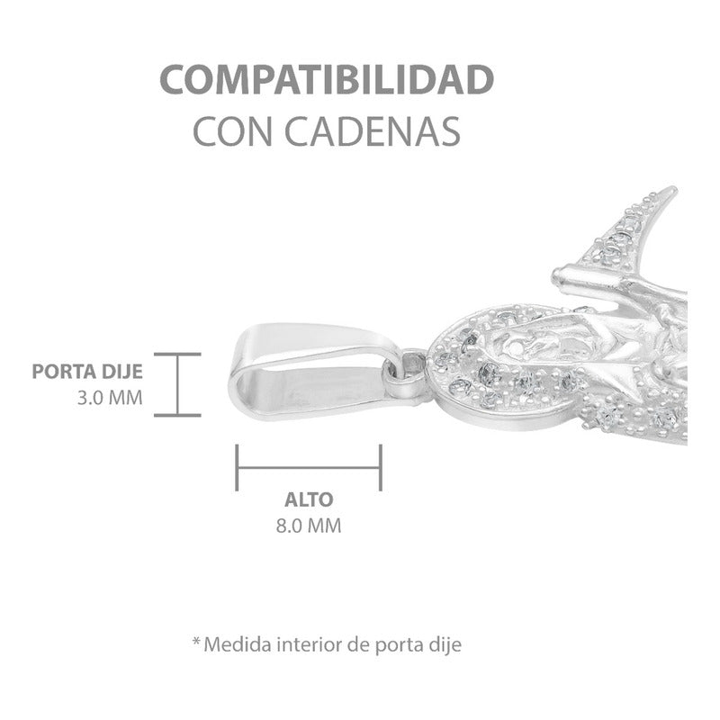 Joyaris Dije Santa Muerte Plata 925 Unisex Zirconias 45mm Plateado