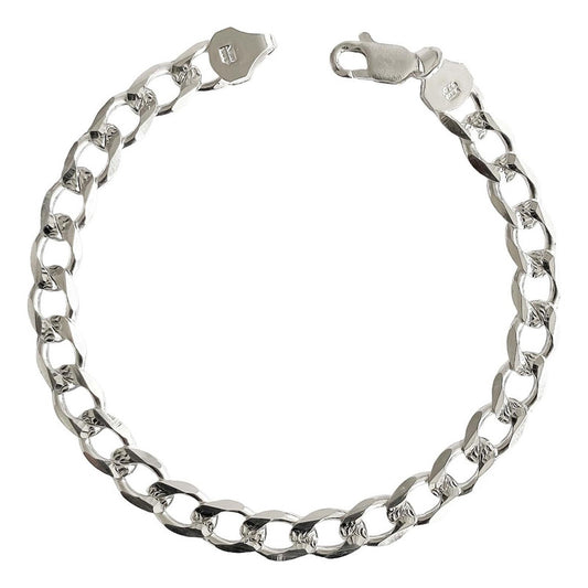 Esclava Hombre Pulsera Cubana Diamantada Plata Ley 925 7 Mm Plateado 7 Cm 20 Cm