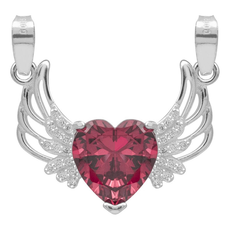 Dije Corazón Alas Zirconias Amor Mujer Mamá Regalo Plata 925