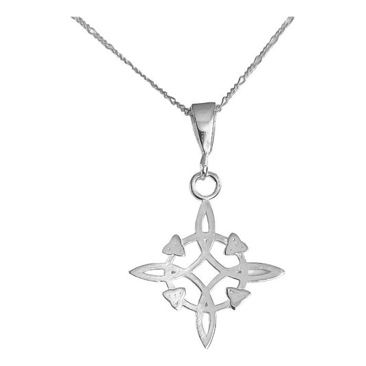 Dije Nudo De Bruja Liso Plano Plata 925 + Cadena Plata 925 Plateado