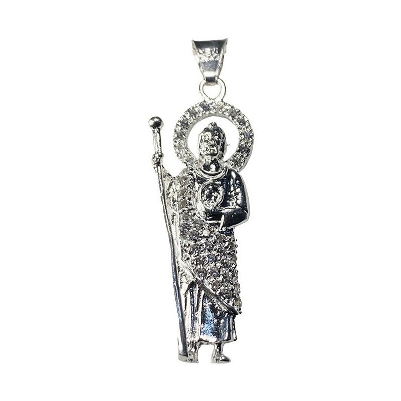 Dije Medalla San Judas Tadeo Zirconias Plata Solida Ley 925