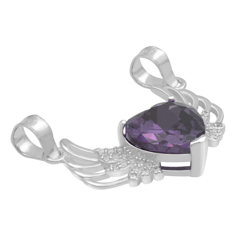 Dije Corazón Alas Zirconias Amor Mujer Mamá Regalo Plata 925