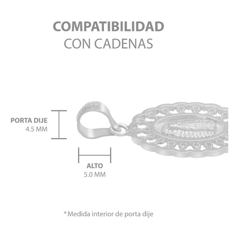 Dije Medalla Virgencita Guadalupe Grecas Infinito Plata 925 Plateado