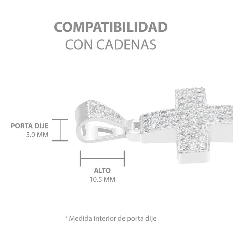 Dije Cruz Grande Zirconias Hombre Regalo Plata 925 5.7 Cm Blanco