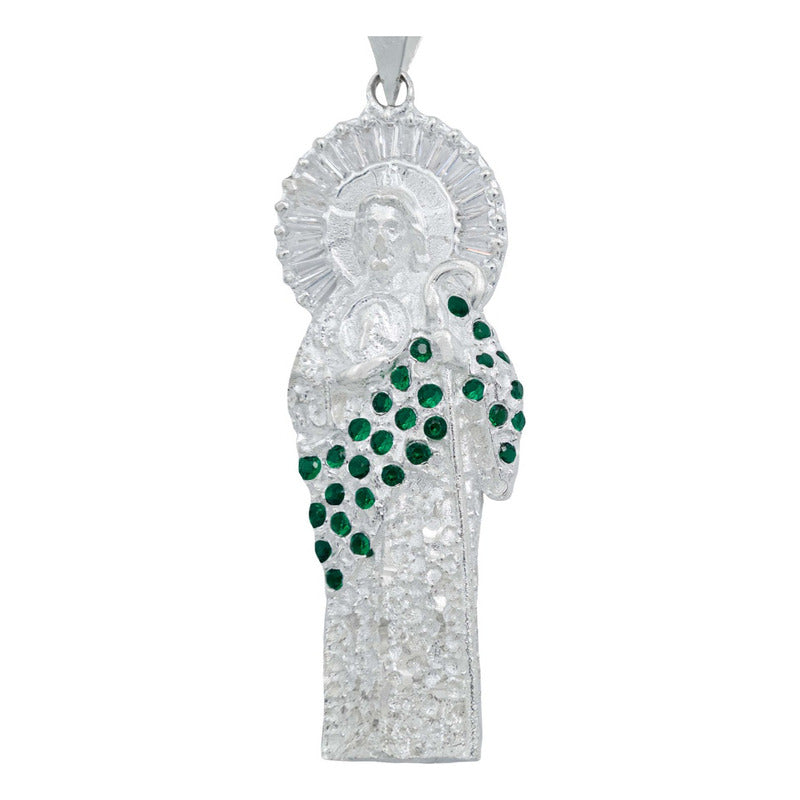 Dije Grande San Judas Zirconias Baguette Artesanal Plata 925