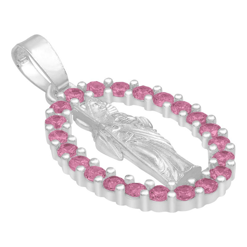 Dije San Judas Liso Borde Zirconias Unisex Plata 925 2.7 Cm