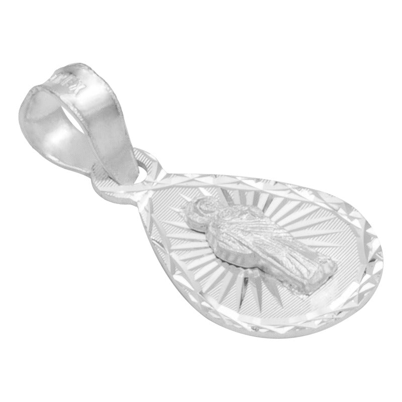 Dije Medalla Gota Bautizo Diamantado San Judas Plata 925 1cm