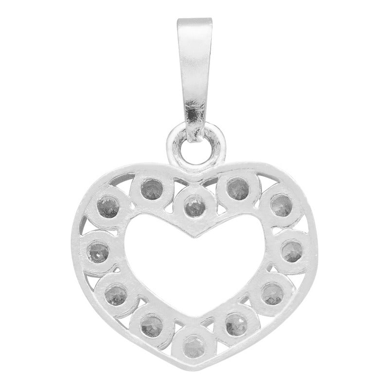 Dije Corazón Zirconia Mujer Amor Regalo Mamá Plata 925 1.7cm