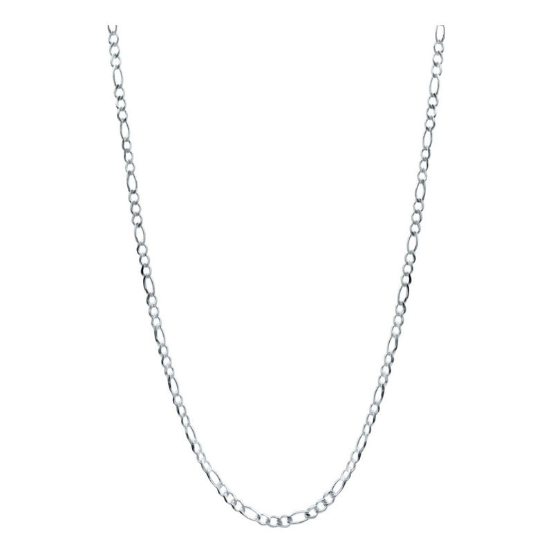 Cadena Figaro 3x1 Diamantada Unisex Plata 925 65 Cm X 4 Mm