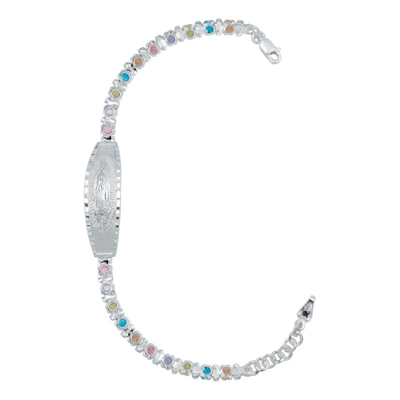 Esclava Ajustable Virgencita Guadalupe Zirconias Plata 925