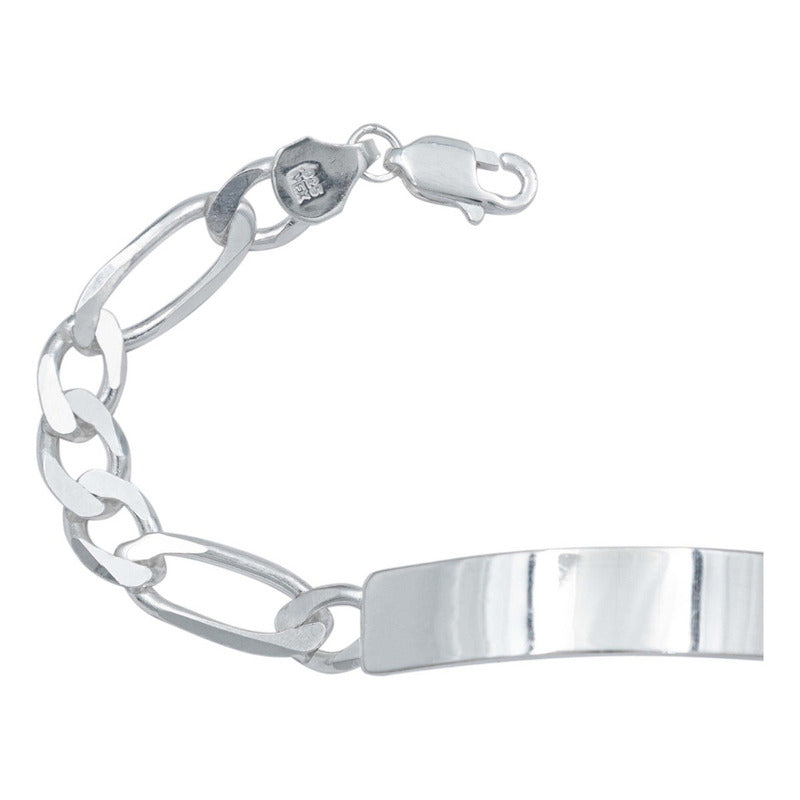 Pulsera Esclava Figaro 3x1 Gruesa Hombre Plata 925 7 Mm