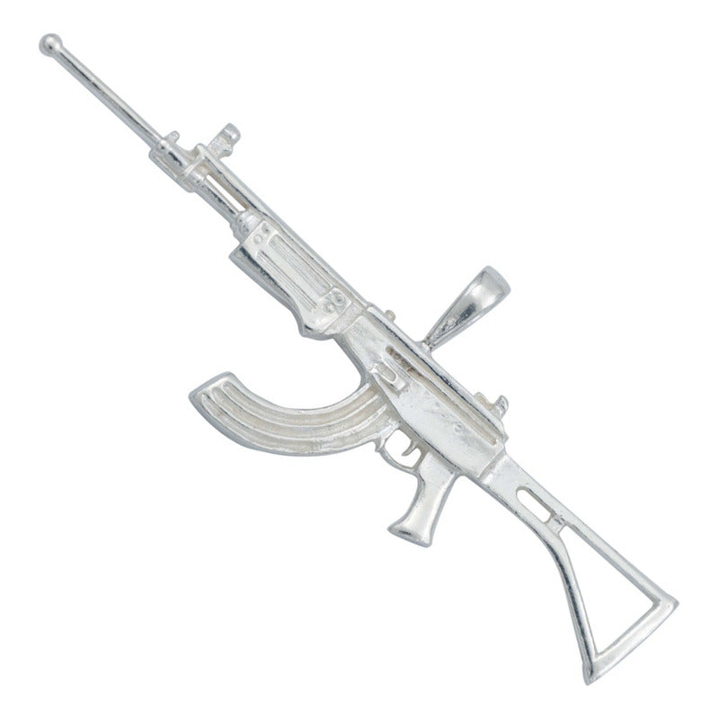 Dije Rifle Ak 47 Liso Bélico Mediano Hombre Regalo Plata 925