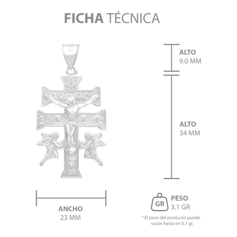 Dije Cruz Caravaca Troquelada Cristo Angeles Plata 925 4.5cm Plateado