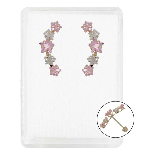 Arete Broquel Lambada Grande Estrella 5 Zirconias Oro 10k