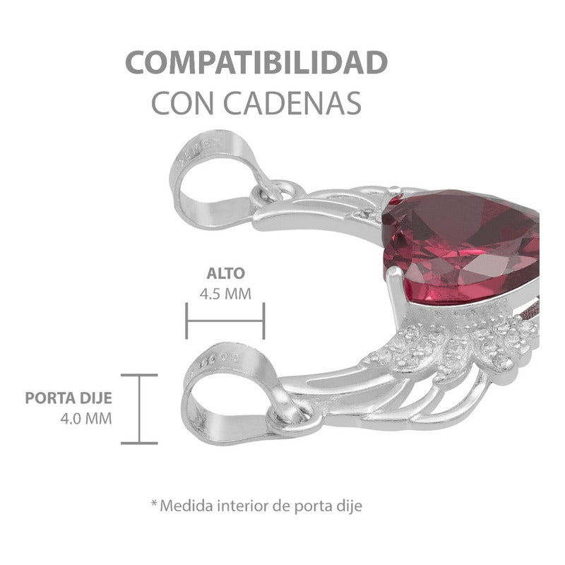 Dije Corazón Alas Zirconias Amor Mujer Mamá Regalo Plata 925
