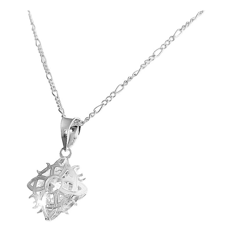Collar Dije Nudo De Bruja Celta Con Zirconia Plata Ley S925