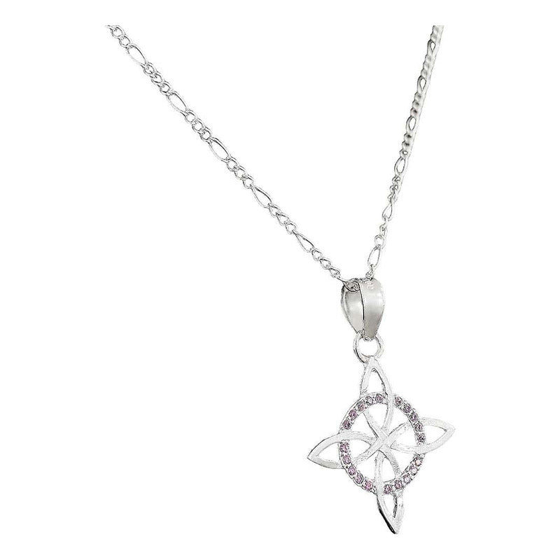 Dije Nudo De Bruja Plano Zirconias Chico Plata +cadena Plata
