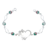 Pulsera Corazón Mariposas Piedra Natural Cuarzo Plata 925