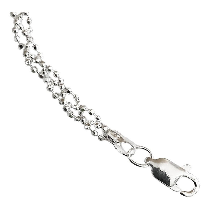 Pulsera Torzal Bolitas Mujer Regalo Amor Plata Ley 925 3 Mm