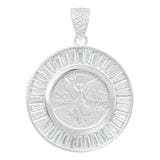 Dije Medalla Angel Centenario Bisel Zirconias Plata 925 Blanco