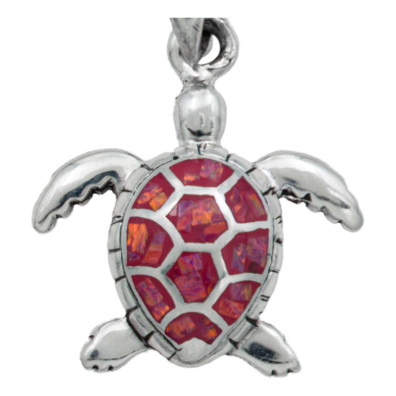 Dije Tortuga Con Piedra Natural Tallada De Plata Solida 925