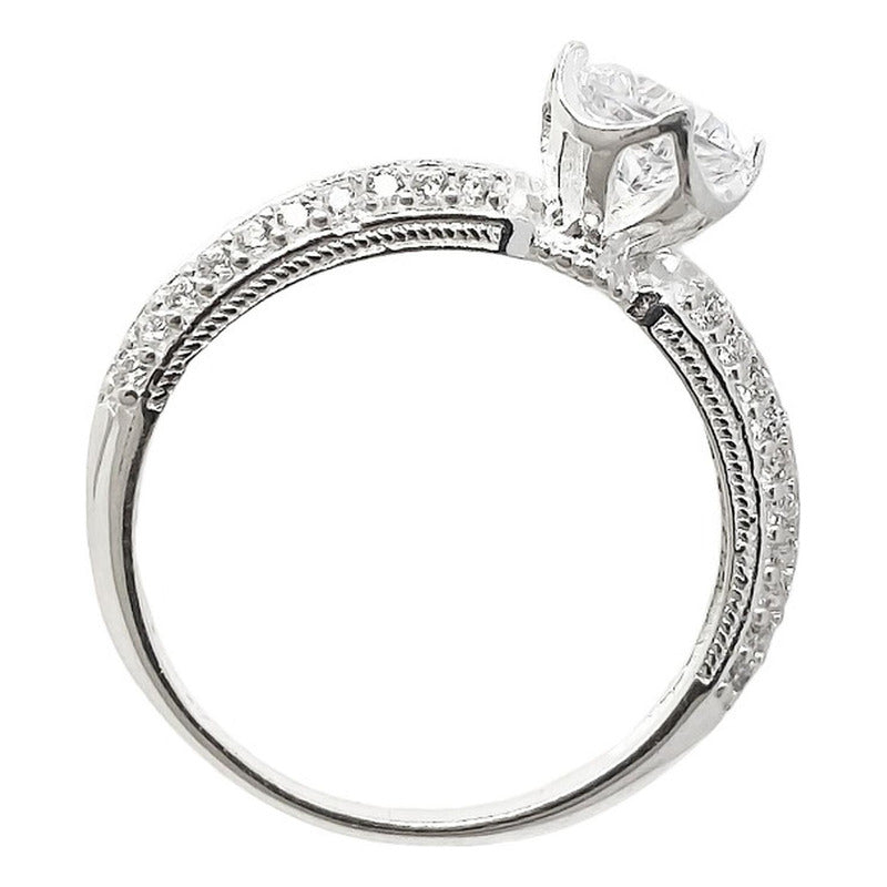 Anillo Compromiso Promesa Boda Corona Deslumbrante Plata 925