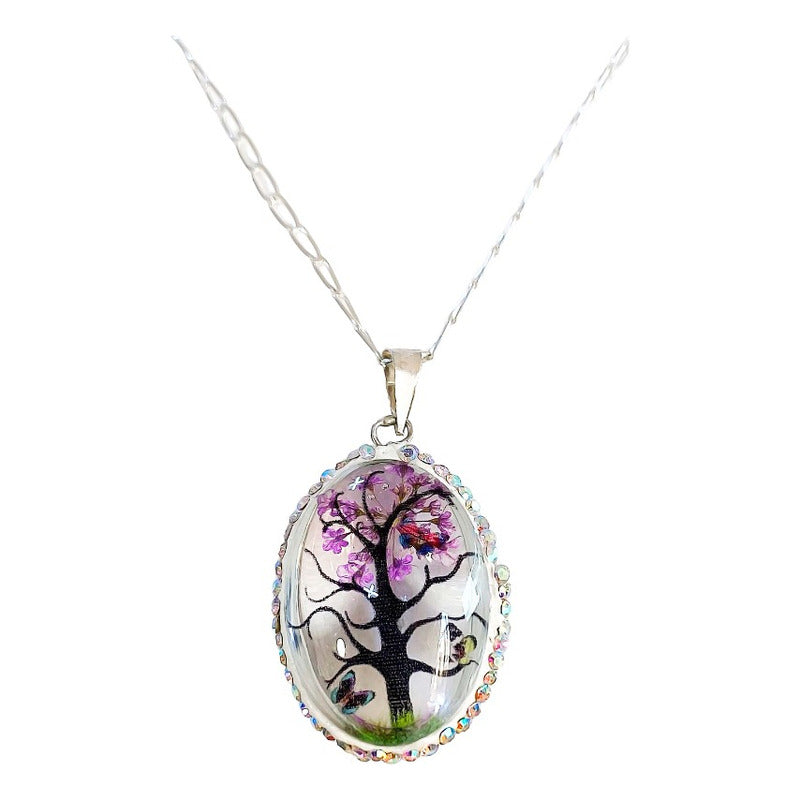 Juego Kit Arbol De La Vida Natural Encapsulado Plata 925