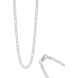 Cadena De Plata 925 Diamantada Hombre Fígaro 55 Cm X 6 Mm