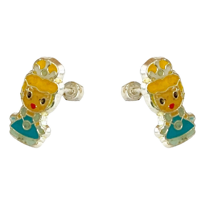Aretes Broquel Arracadas Pendiente Princesas Plata 925