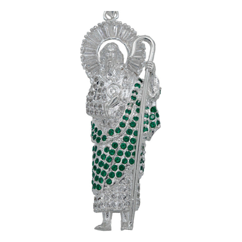 Dije Grande San Judas Zirconias Piedras Plata 925 7.5 Cm