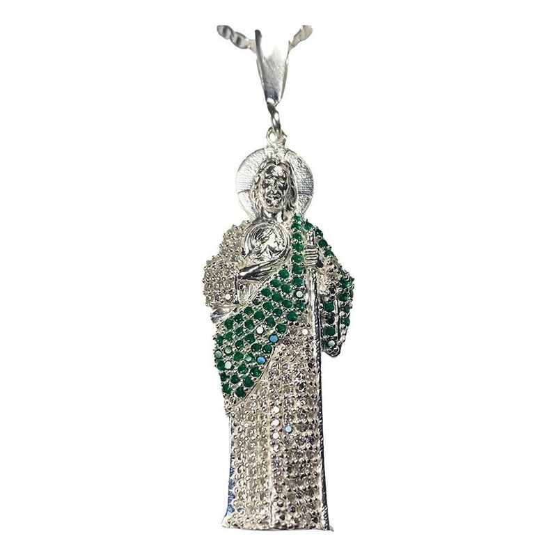 Dije Medalla San Judas Tadeo Mediano Zirconias Plata Ley 925